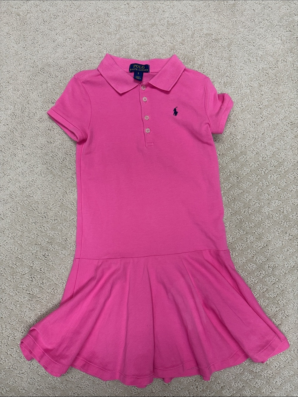 Ralph Lauren Hot Pink Polo Dress with Navy Pony
